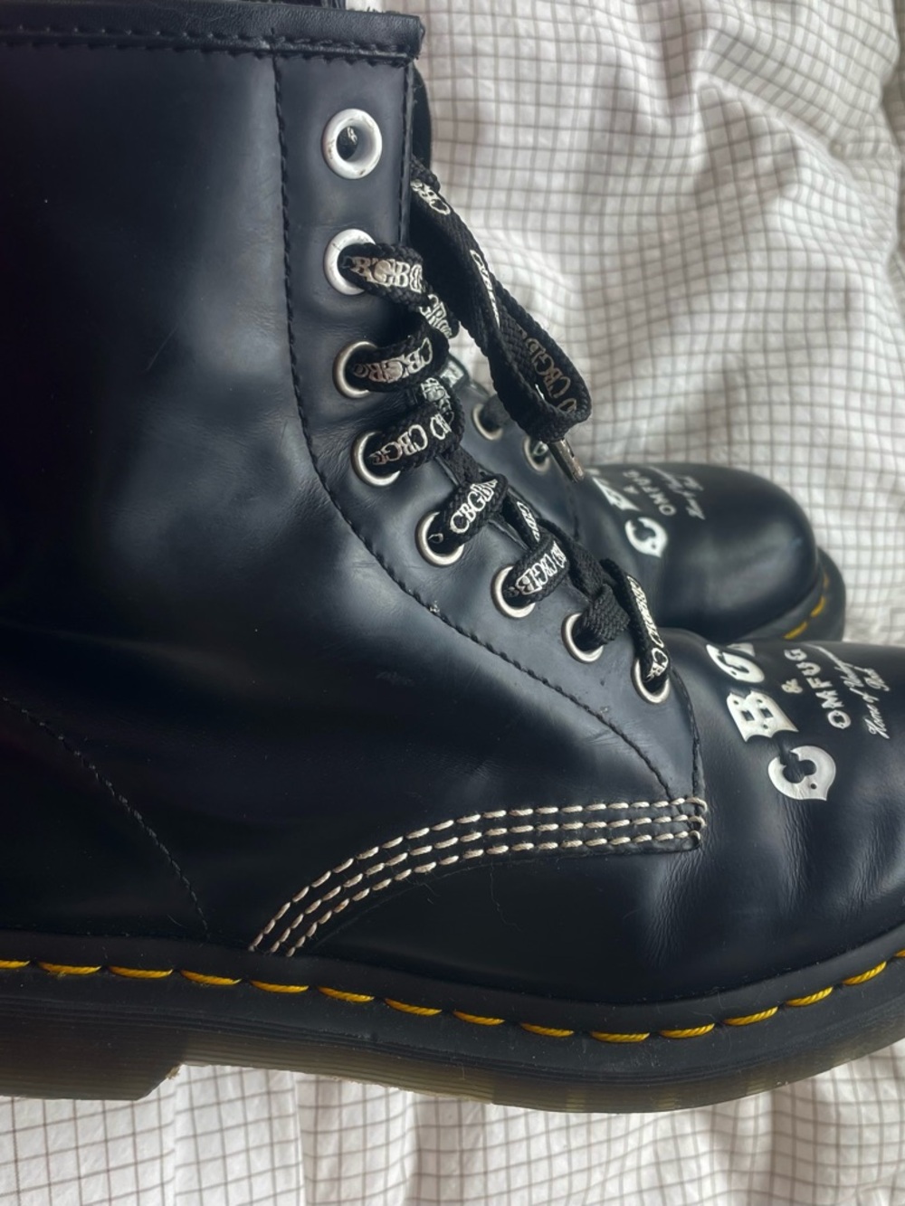 DR MARTEN*Rare* CBGB OMFUG*Black Grunge Punk Combat Boots 7 - Picture 7 of 8